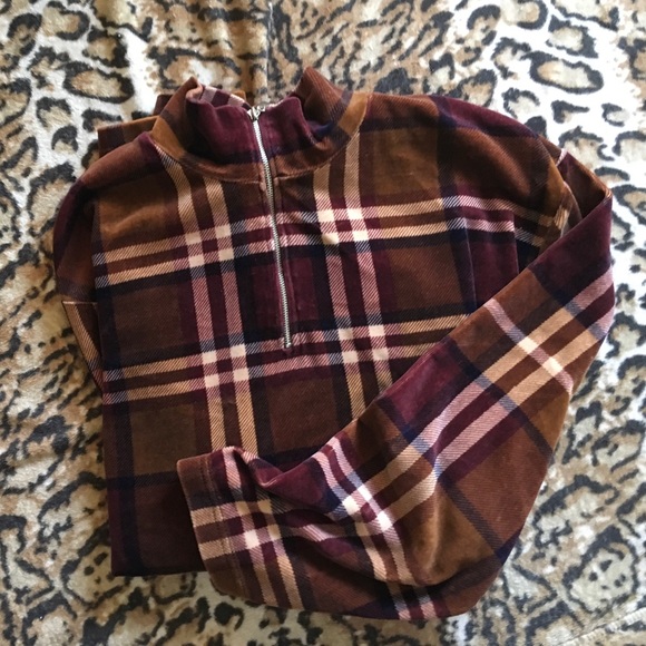 Tops - Chaus Velour Quarter Zip Cozy Top